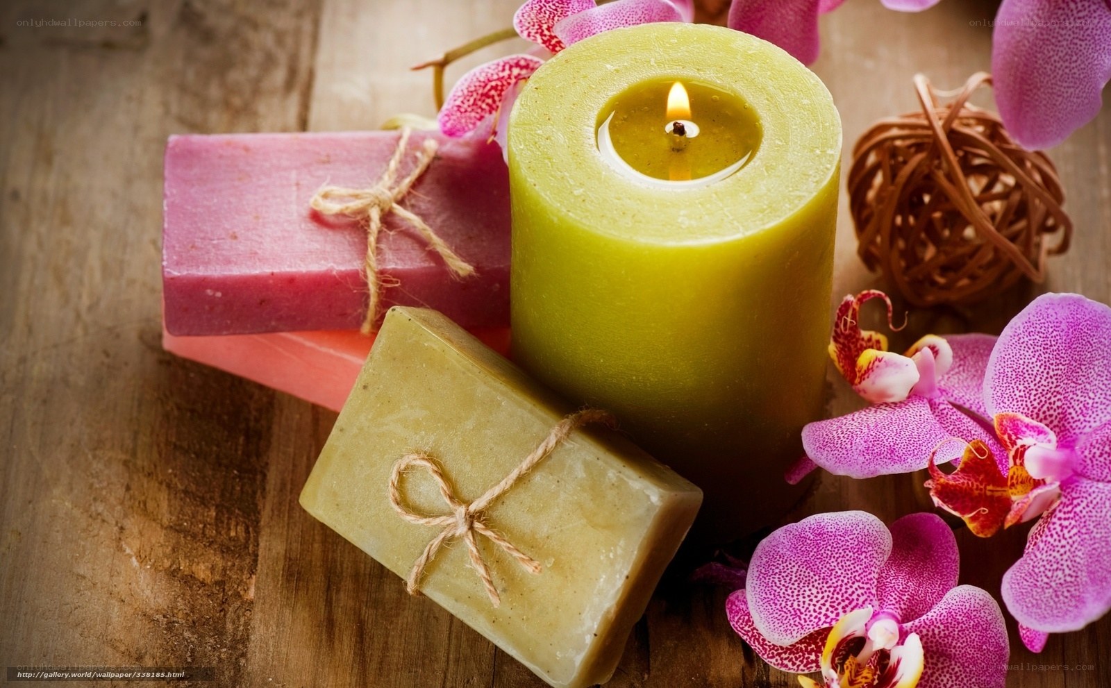 Candles and soaps with orchids