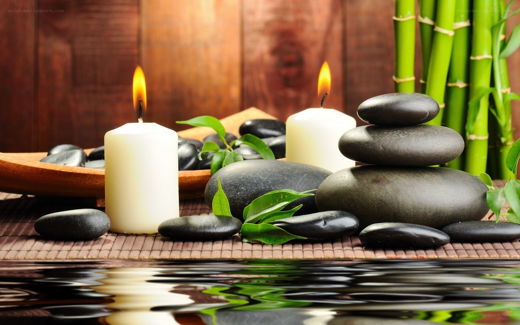 Candles and spa stones