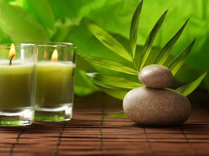 Candles and Stacked Stones — Green