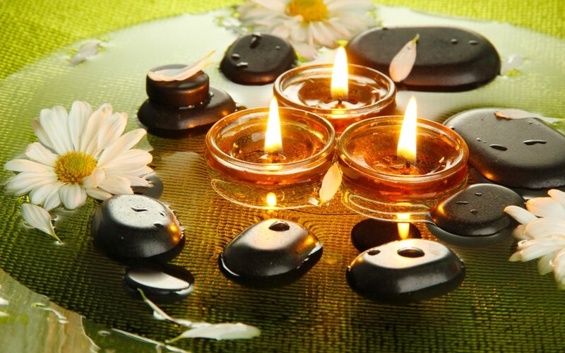 Candles and Stones on Water — Green