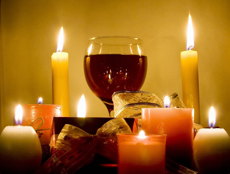 Candles and Wine Glass — Yellow