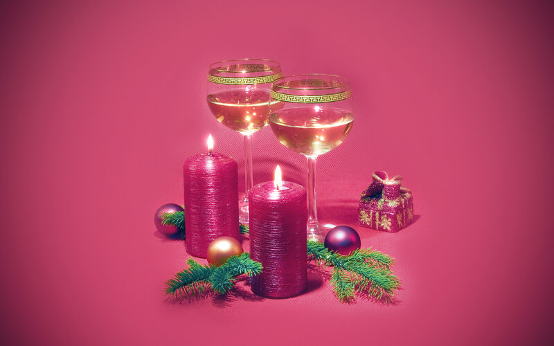 Candles and Wine Glasses — Pink