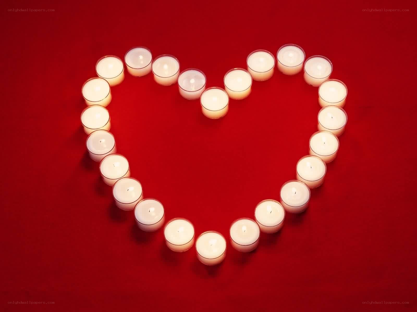Candles arranged in a heart shape