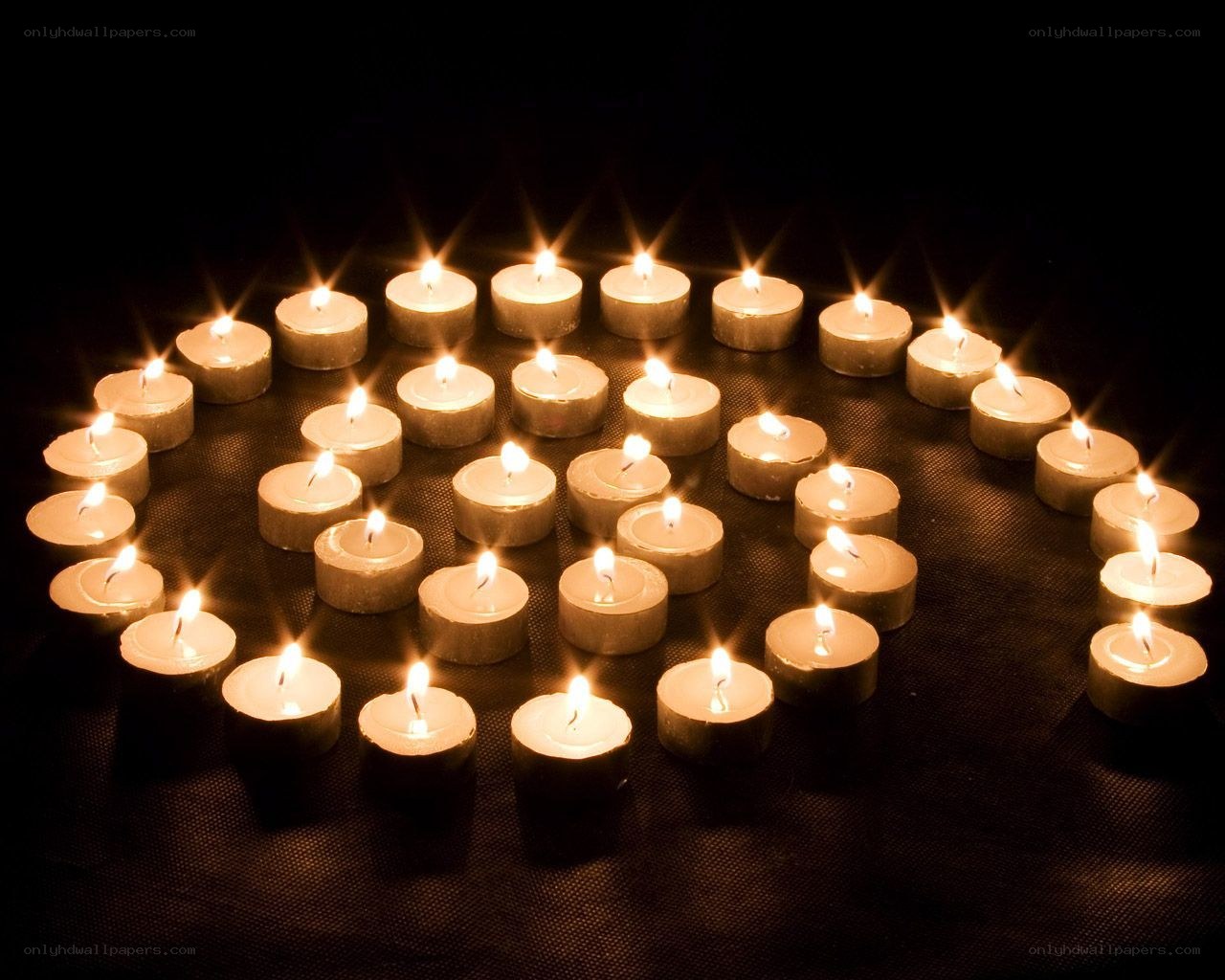 Candles arranged in a spiral