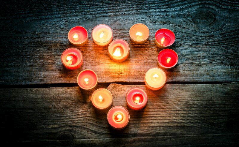 Candles Arranged in Heart