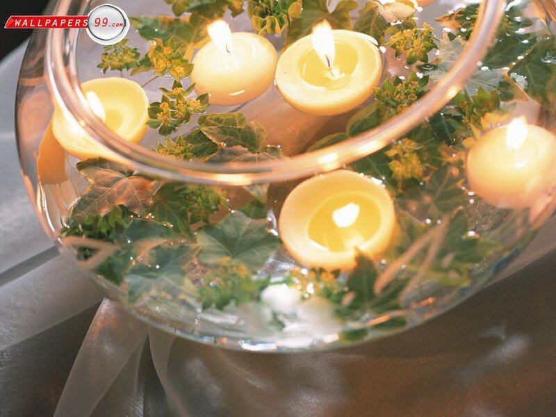 Candles Floating in Water — Yellow