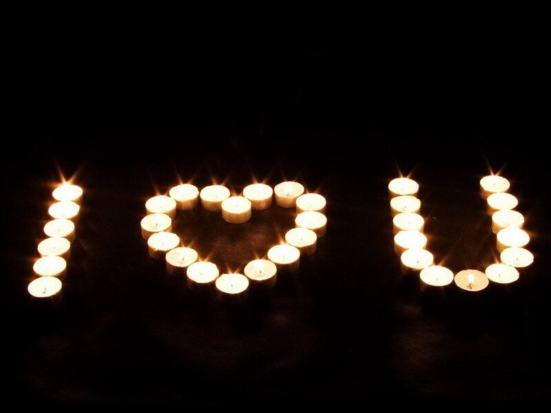 Candles Forming I Love You — Black, Romantic, Night