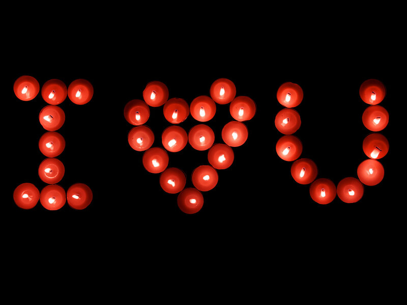 Candles Forming I Love You — Red