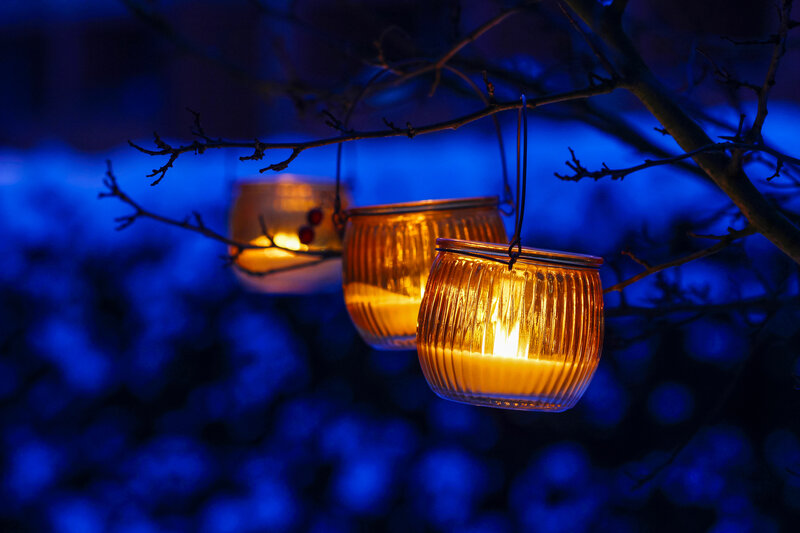 Candles Hanging on Branch