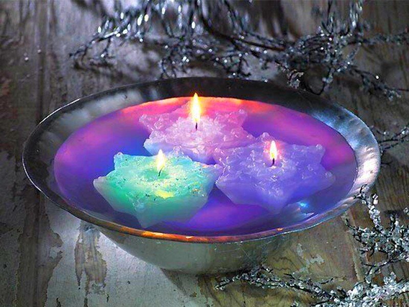 candles in a bowl