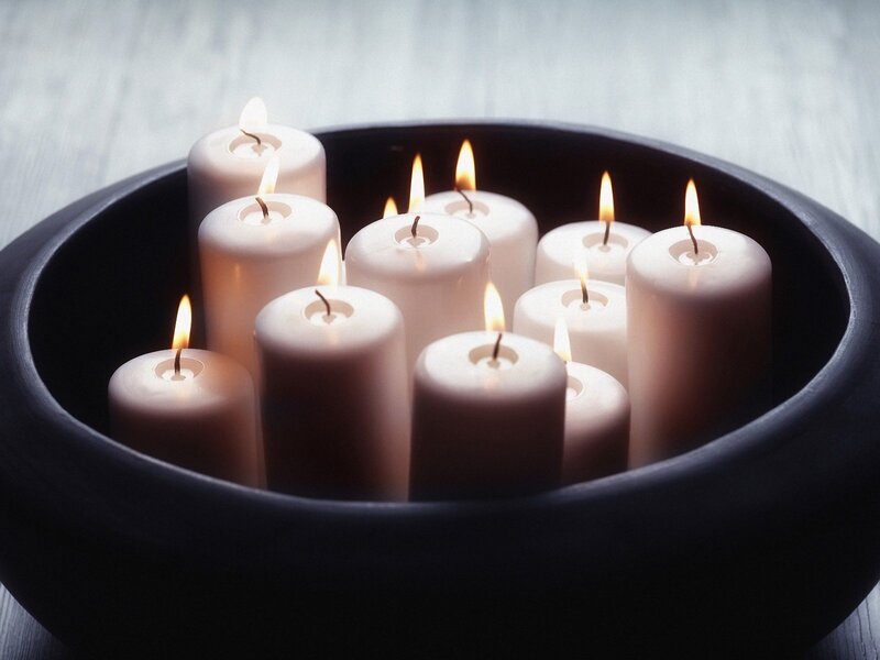 Candles in a Bowl — Black, Calm
