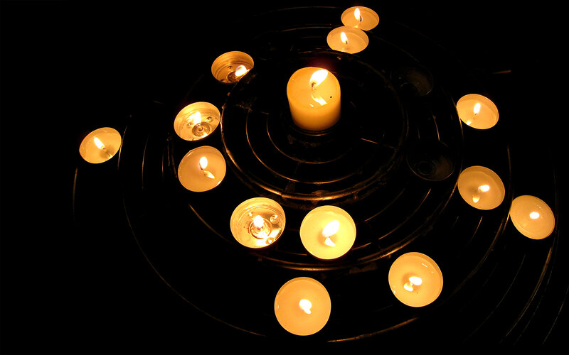 Candles in a circular holder