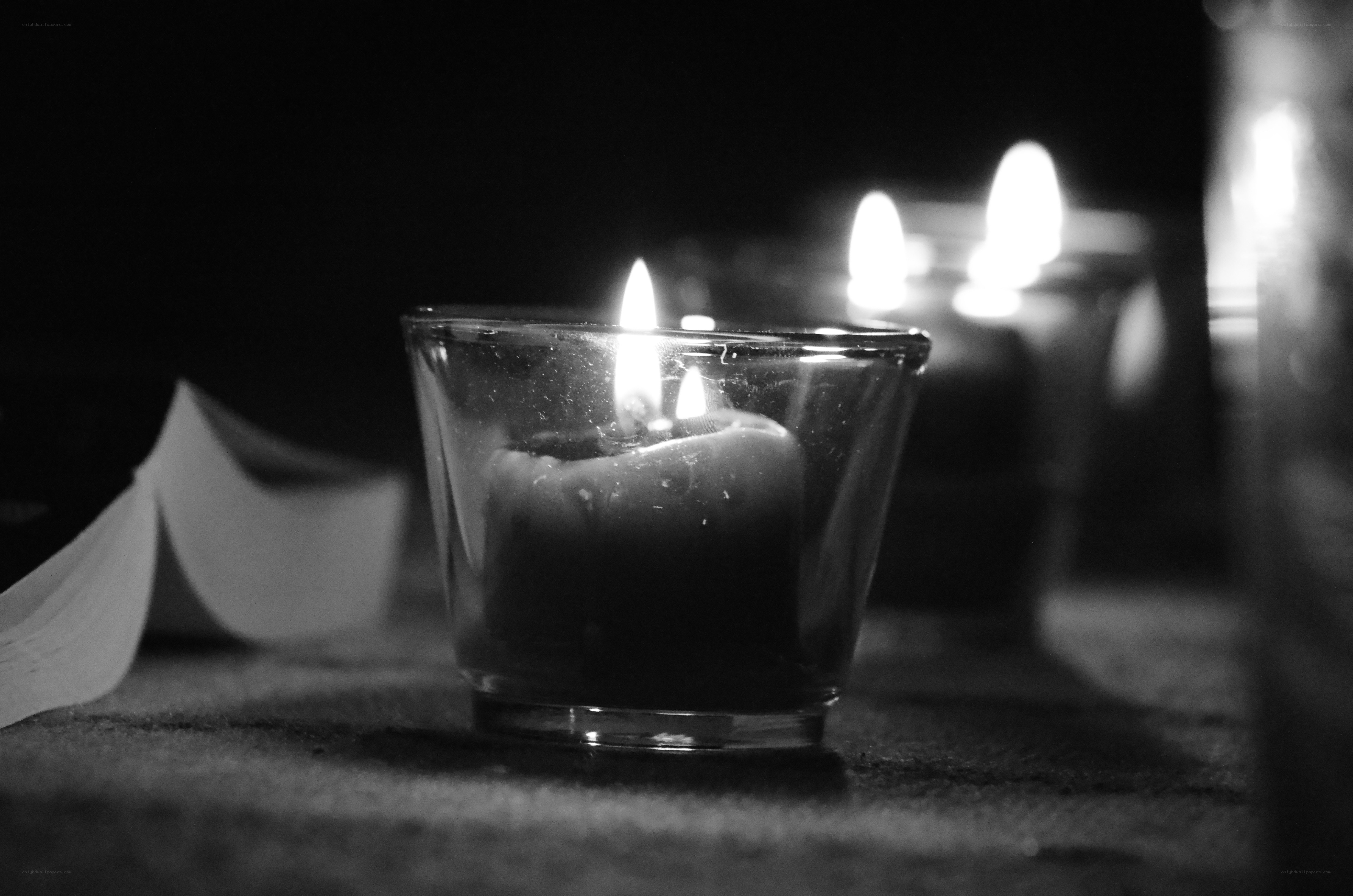 Candles in a dark room