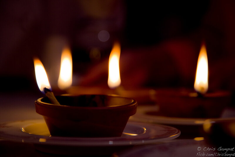 Candles in a dark room