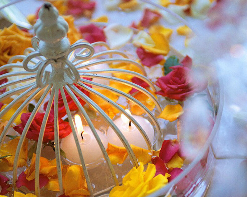 Candles in Birdcage — Yellow