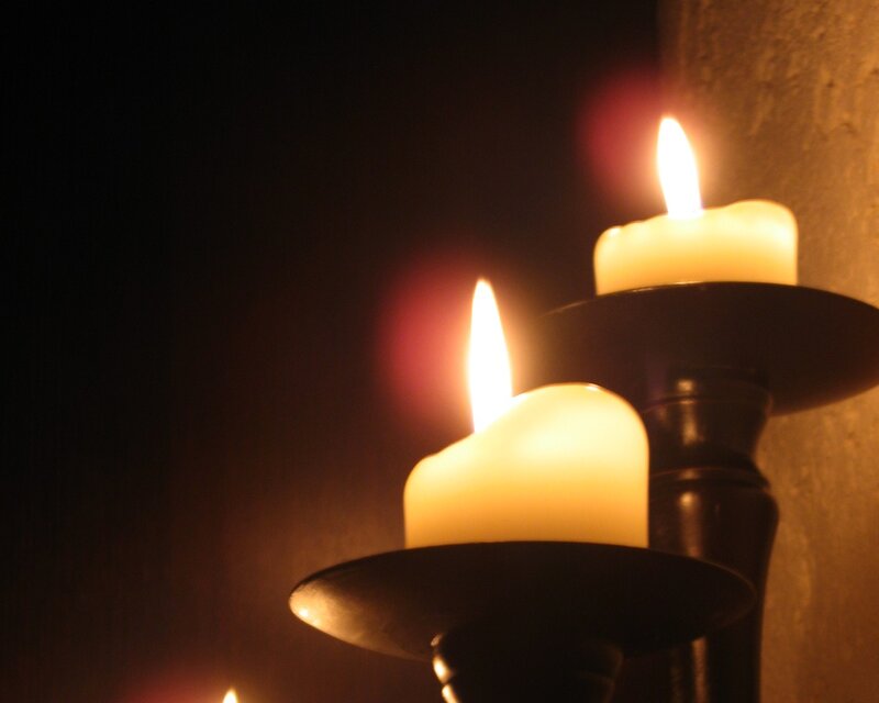 Candles in Candle Holder — Yellow