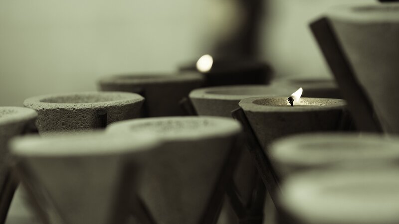 Candles in concrete holders