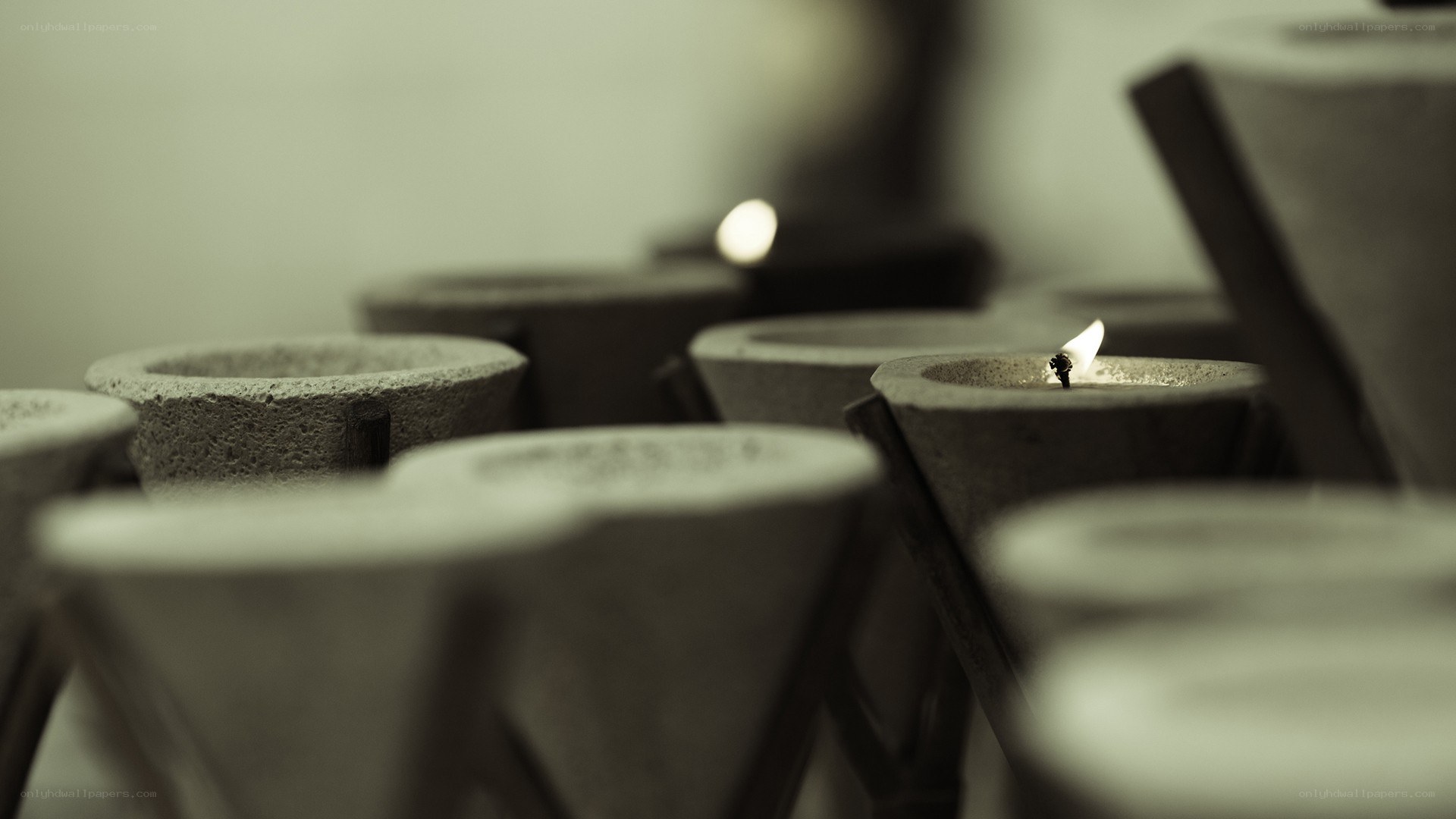 Candles in concrete holders