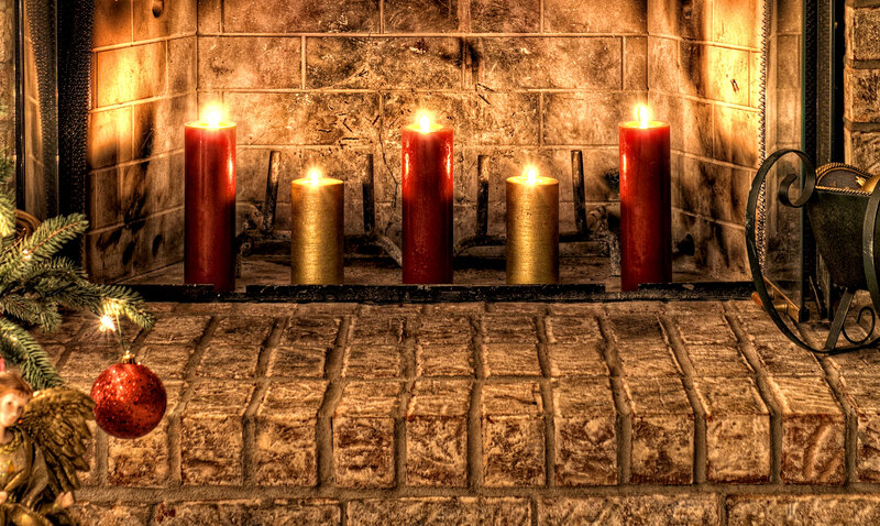 Candles in Fireplace