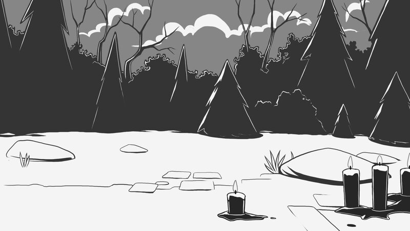 Candles in Forest Clearing