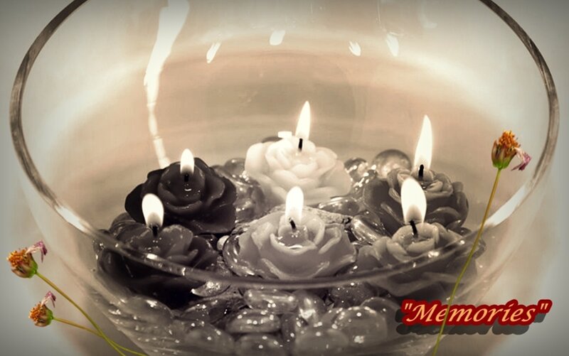Candles in Glass Bowl