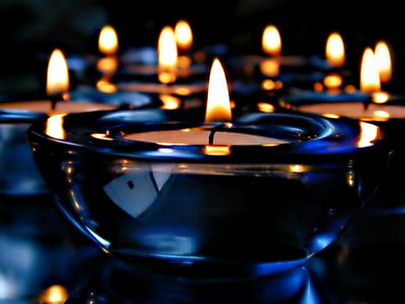 Candles in Glass Holders — Blue, Calm, Night