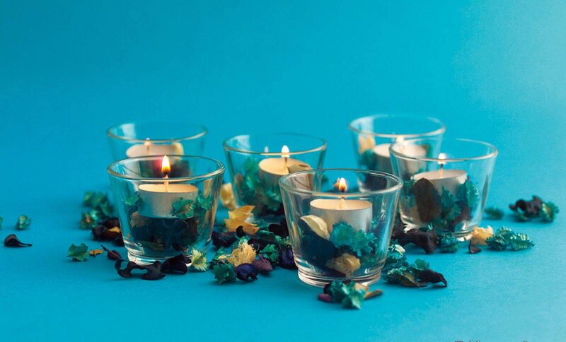 Candles in Glass Holders — Blue, Calm