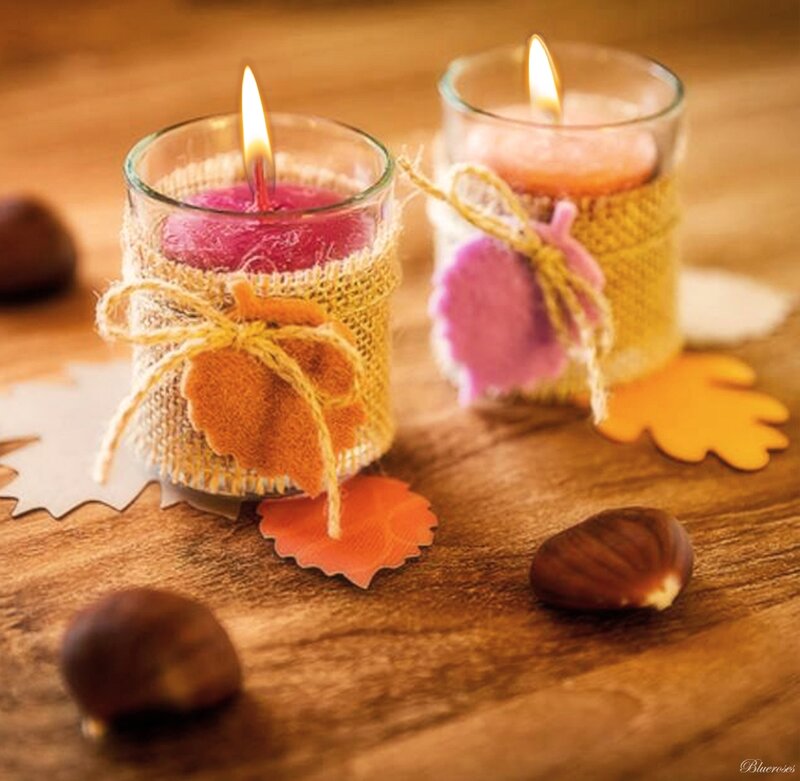 Candles in Glass Holders — Brown, Cozy