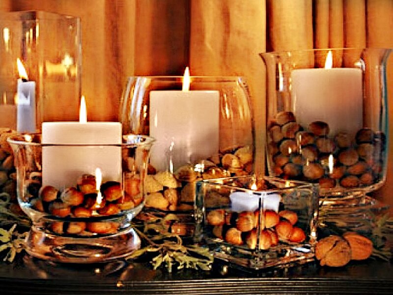 Candles in Glass Holders — Brown