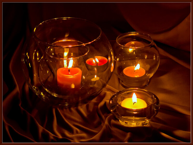 Candles in Glass Holders — Orange