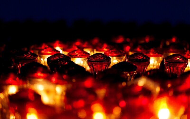 Candles in Glass Holders — Red, Somber