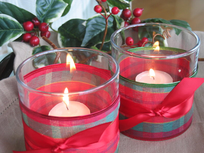 Candles in Glass Holders — Red