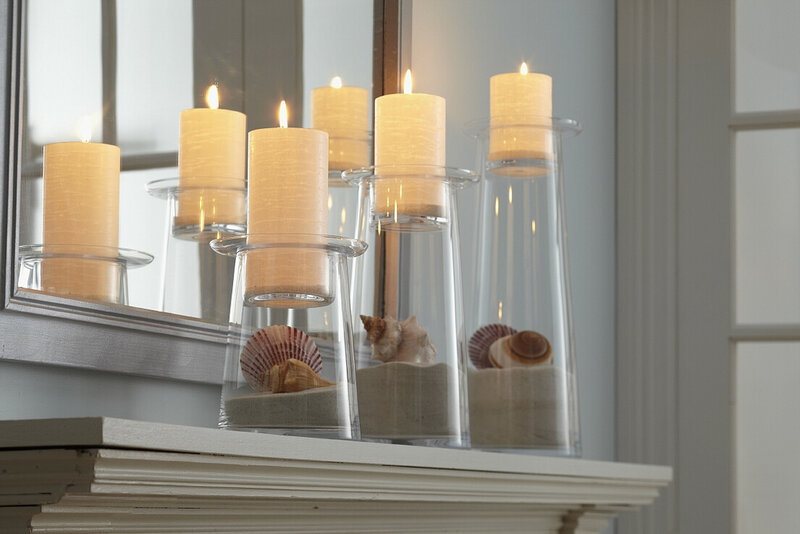 Candles in Glass Holders — White