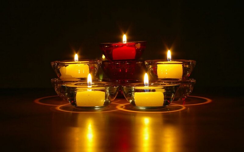 Candles in Glass Holders — Yellow, Calm, Night