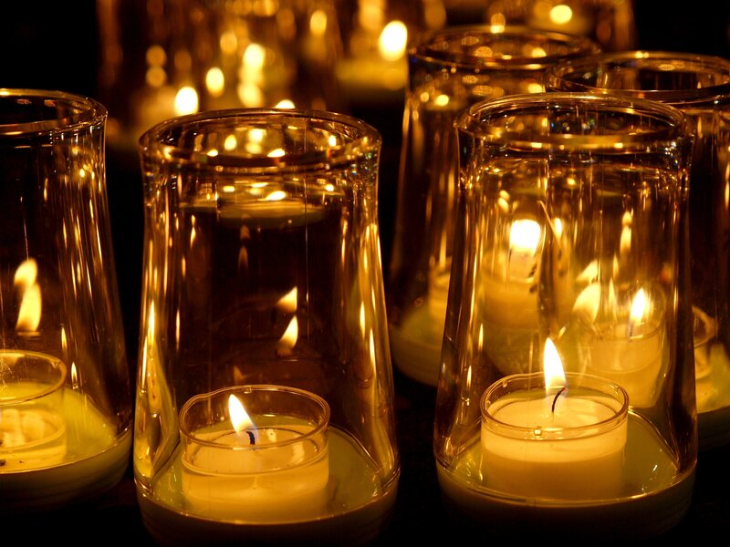 Candles in Glass Holders — Yellow, Calm