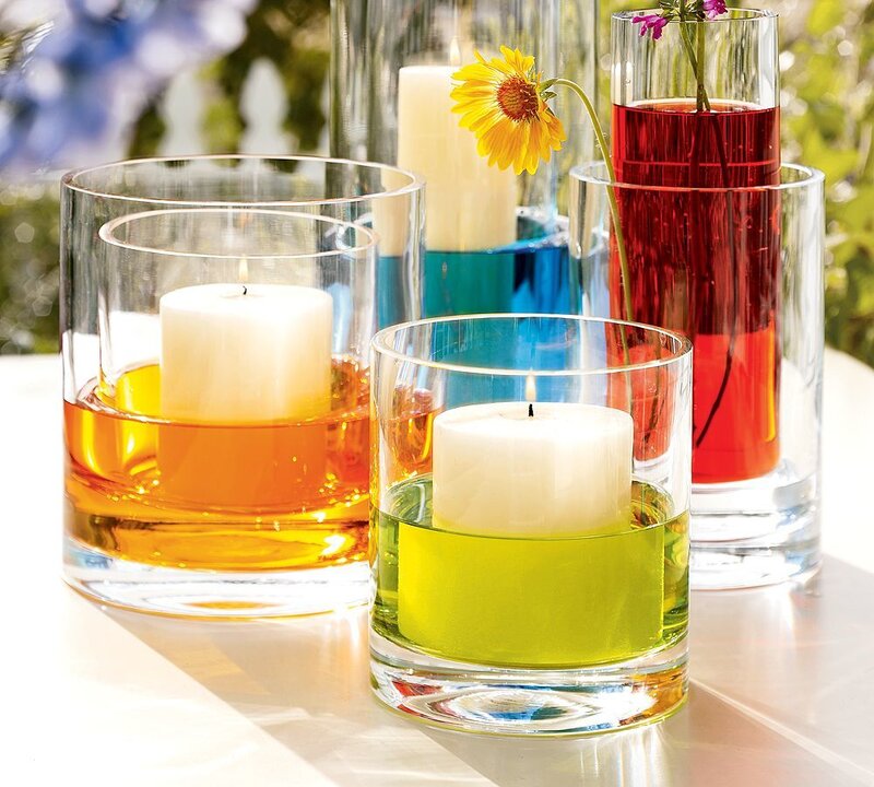 Candles in Glass Holders — Yellow