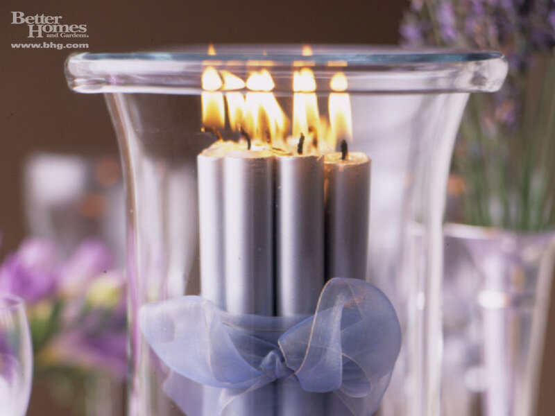 Candles in Glass Vase