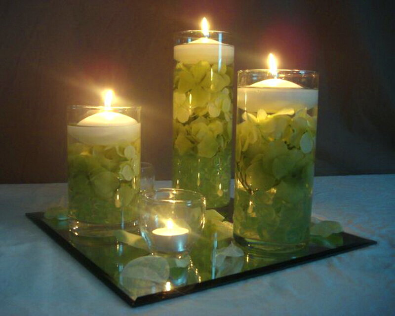 Candles in Glass Vases — Green