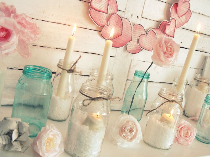 Candles in Jars with Roses