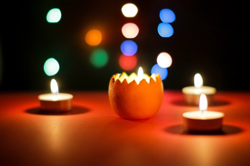 Candles in Orange Peel