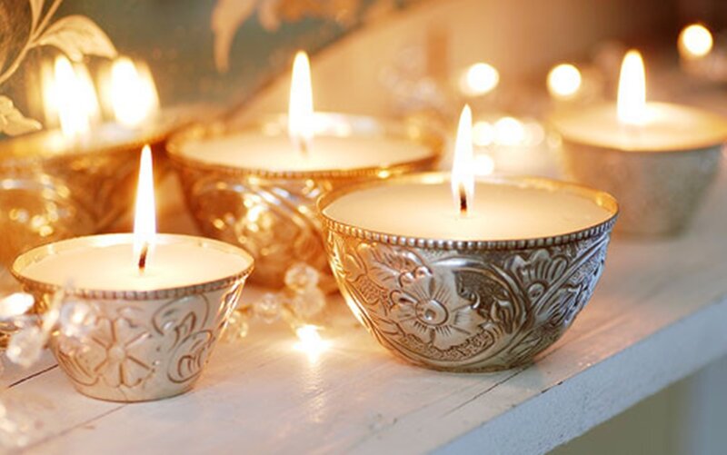 Candles in Ornate Bowls