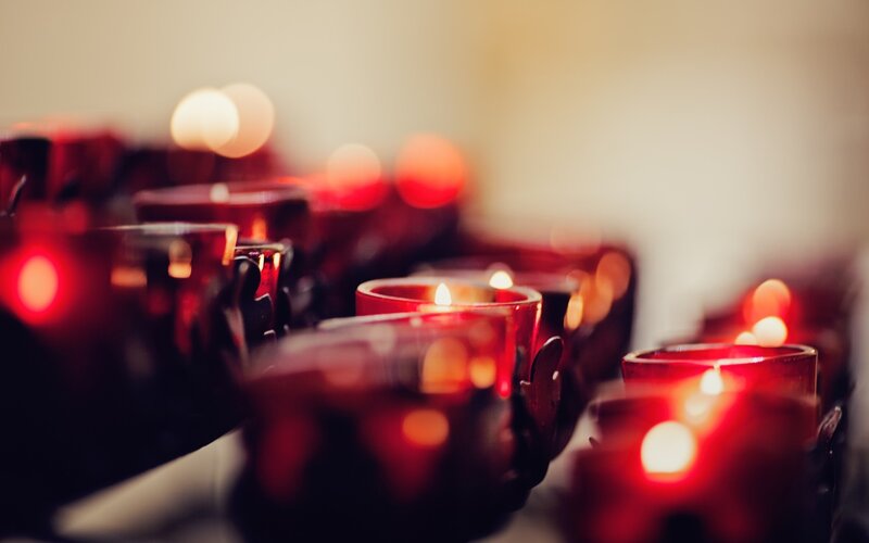 Candles in red holders