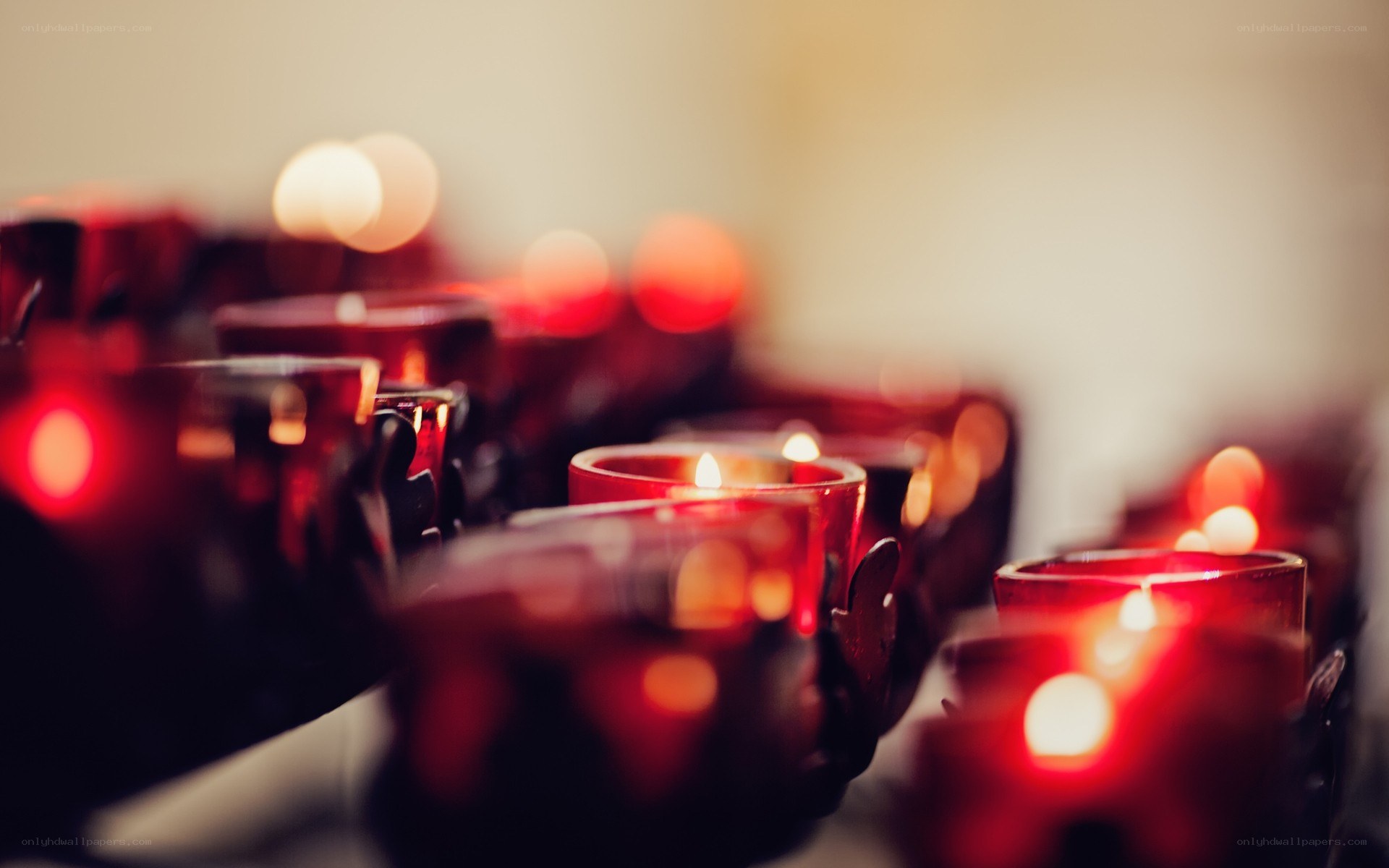 Candles in red holders