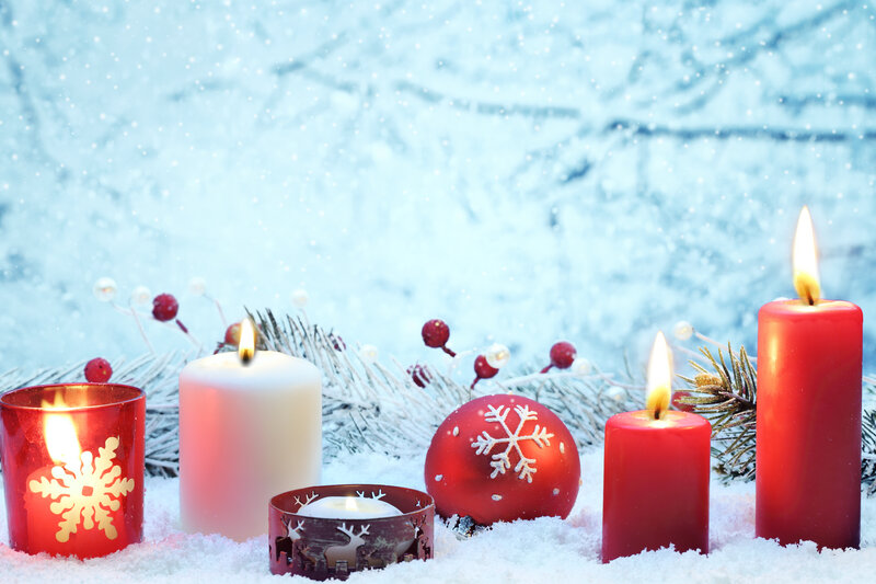 Candles in Snow — Red, Festive