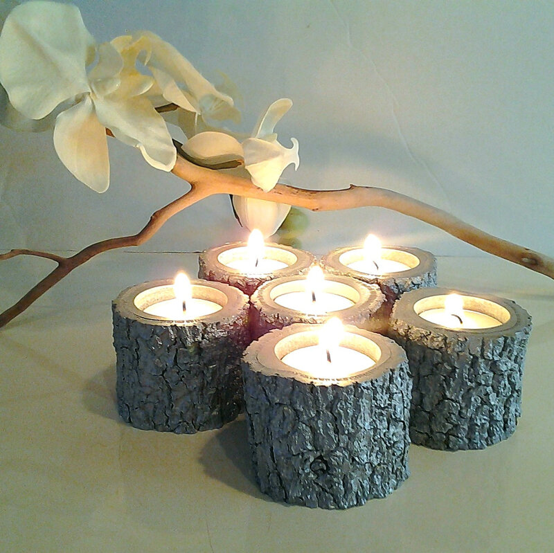 Candles in Tree Stumps