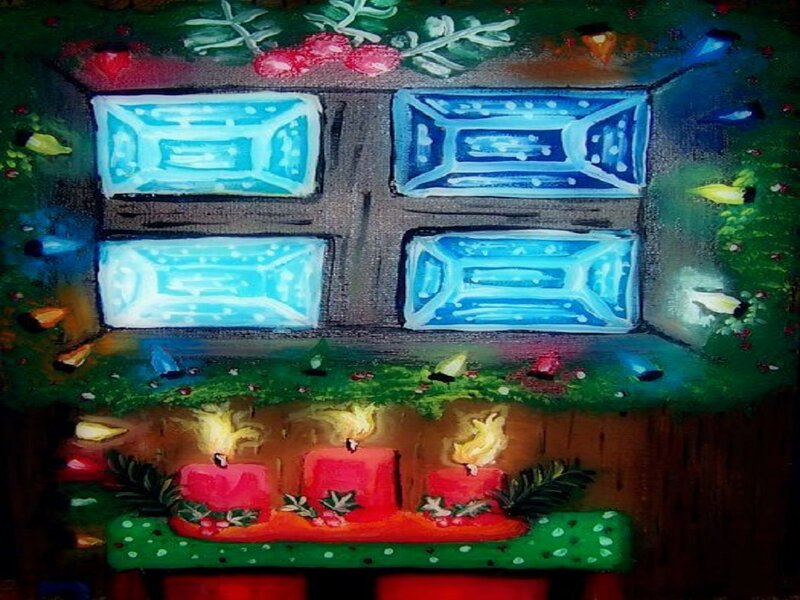 Candles in Window — Green