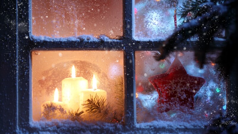 Candles in Window — White