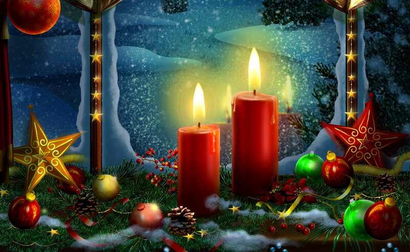 Candles in Winter Decor — Red