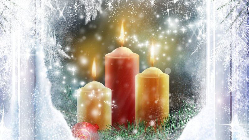 Candles in Winter Scene