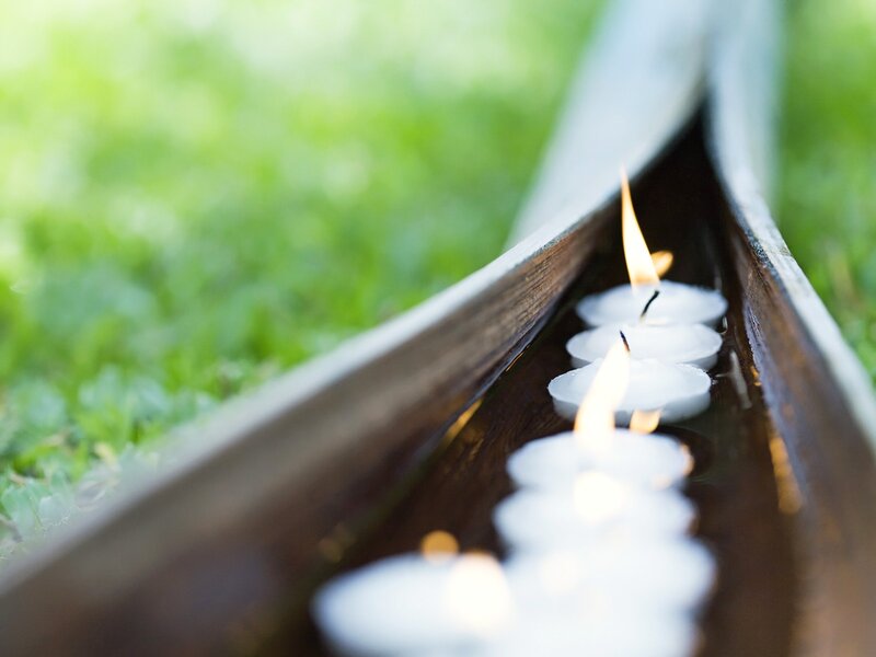 Candles in Wooden Trough